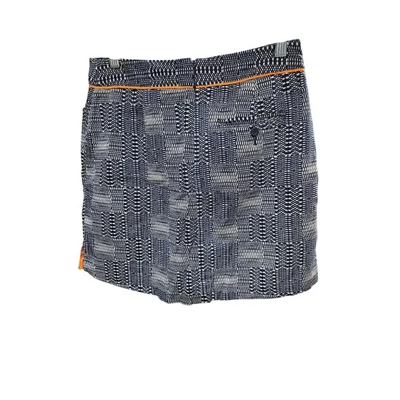 Printed Mini Skort Blue White Geometric Pattern Casual Cute Everyday - Picture 2 of 2